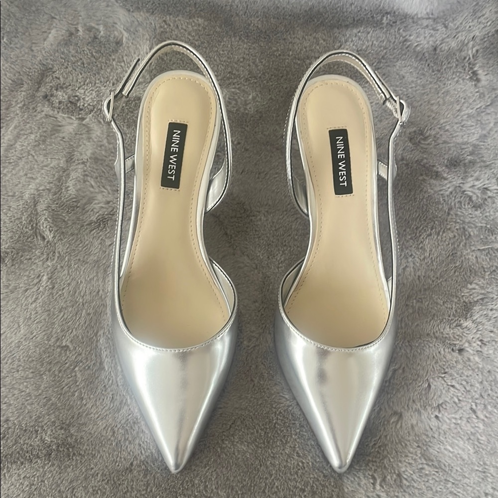 Nine West Silver Heels Brand New!